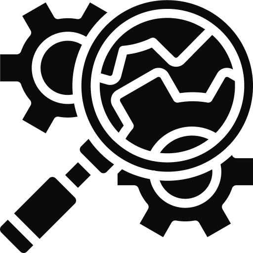 Icon - Magnifying Glass and Gears